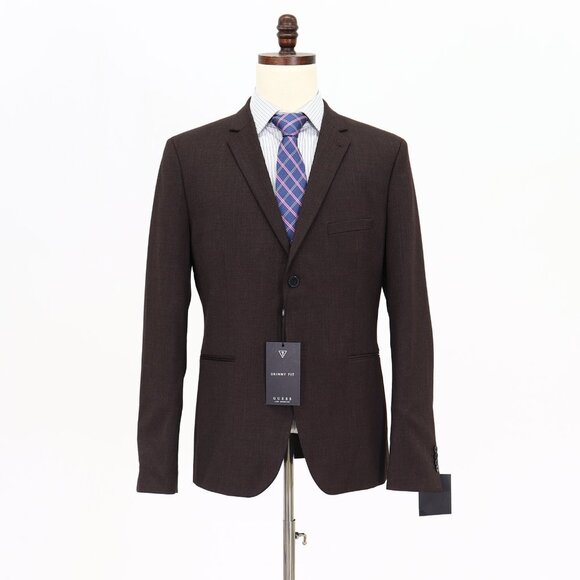 NEW Guess 44-46 Brown Skinny Two Button Blazer Sport Coat Jacket V103 - Picture 1 of 11